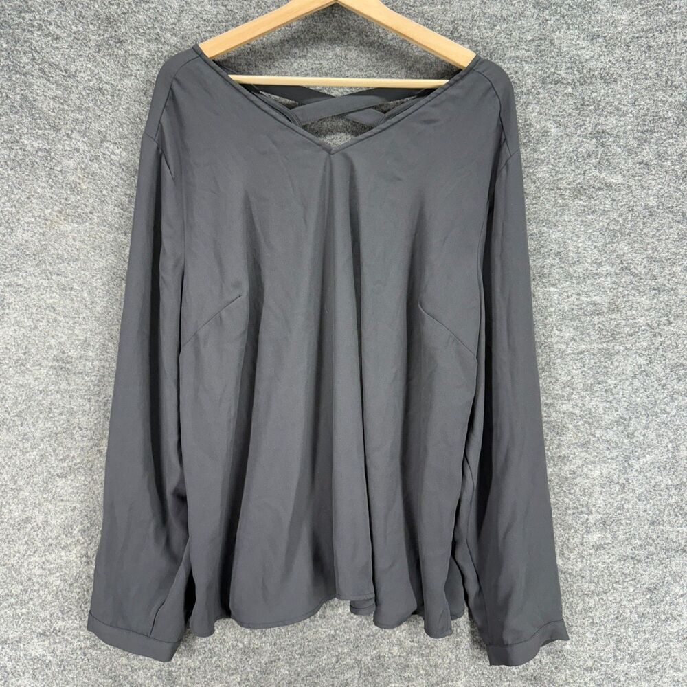 Maurices Blouse Women 2 Gray V-Neck Long Sleeve Pullover Casual Breathaable